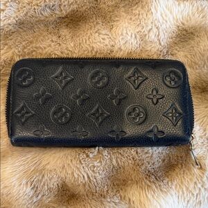 Black Monogram Zip Wallet